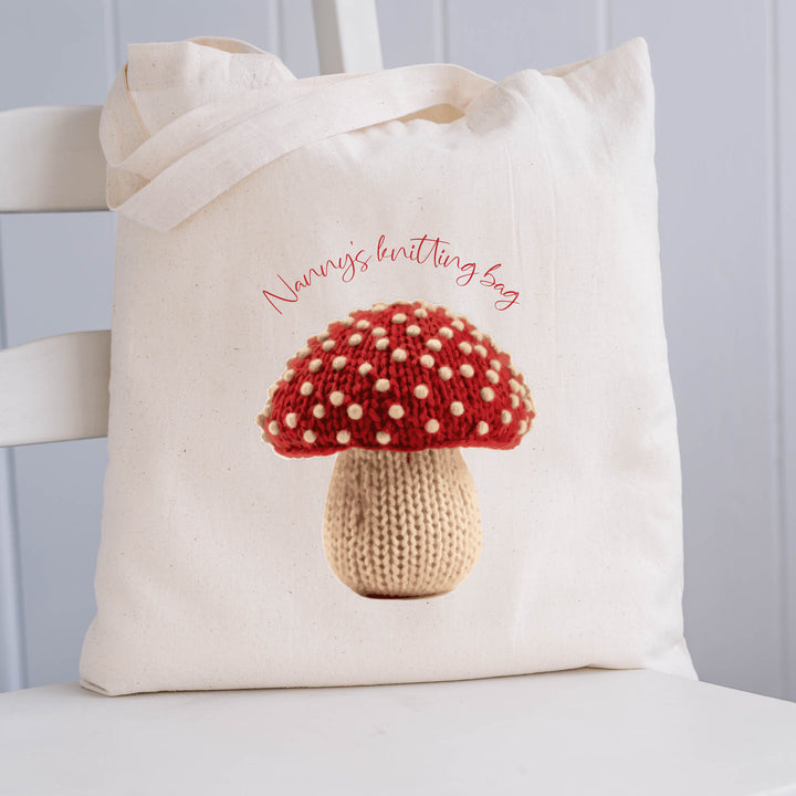 Personalised Toadstool Knitting Wool Tote Bag