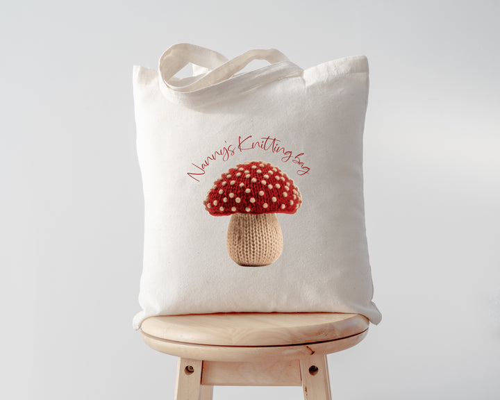 Personalised Toadstool Knitting Wool Tote Bag