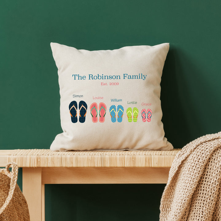 Personalised Flip Flop Family Cushion