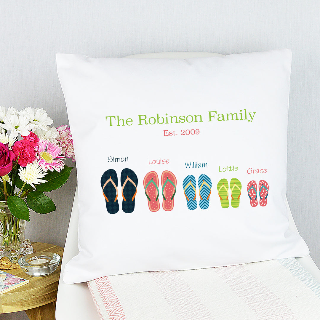 Personalised Flip Flop Family Cushion