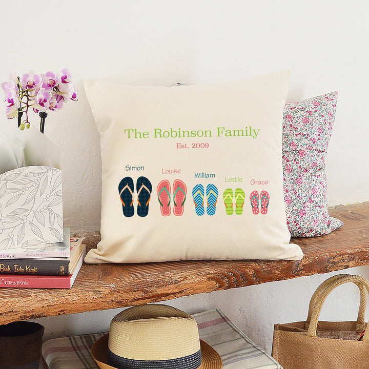 Personalised Flip Flop Family Cushion