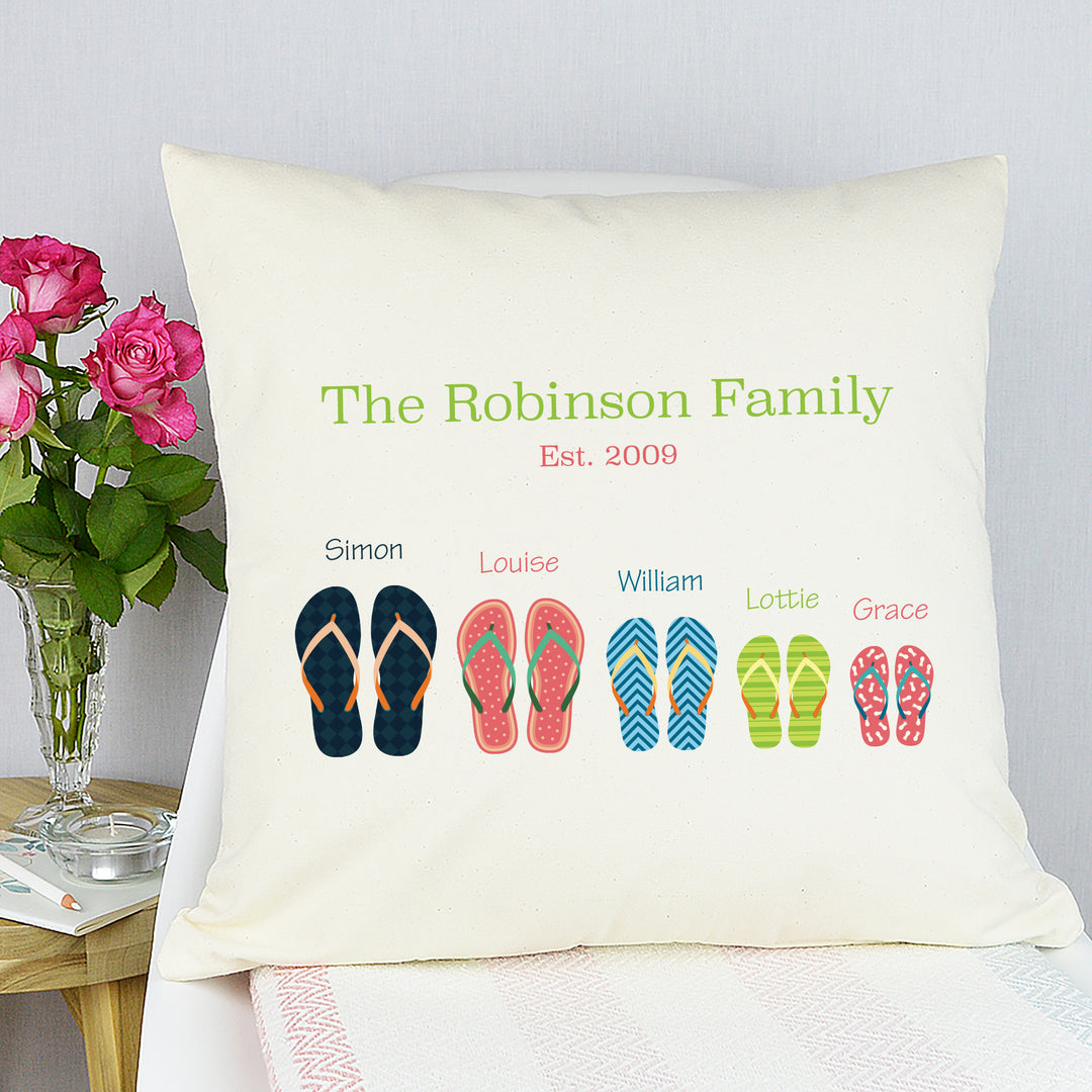 Personalised Flip Flop Family Cushion