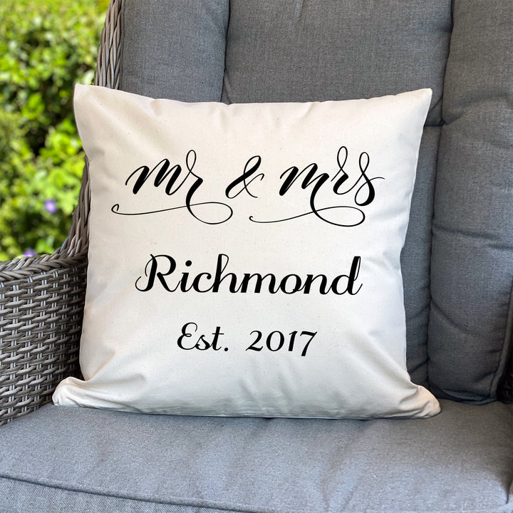 Personalised Mr and Mrs Wedding Anniversary Cushion