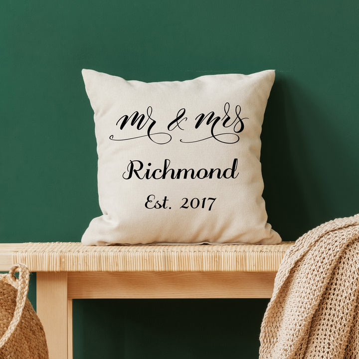 Personalised Mr and Mrs Wedding Anniversary Cushion